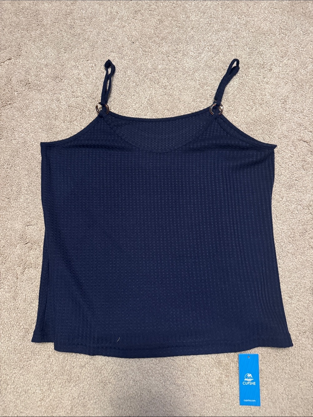 Cupshe Navy Ribbed Adjustable-Strap Cami